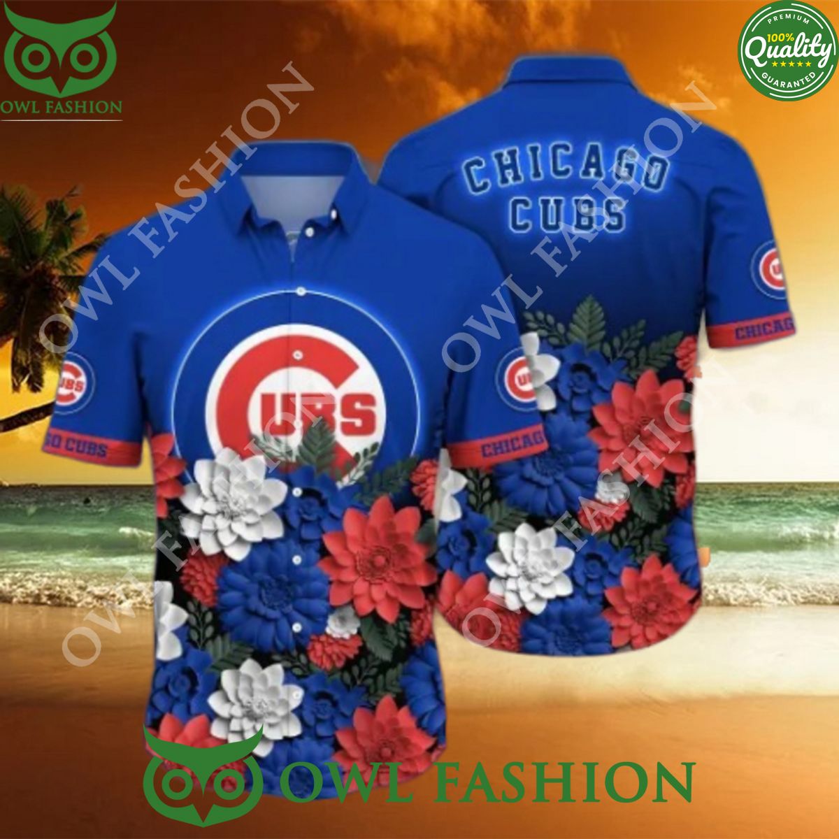 Chicago Cubs MLB Flower Summer Fashion Hawaiian - Adult & Kids T-Shirts, Sweatshirts & Hoodies apparel design preview 1