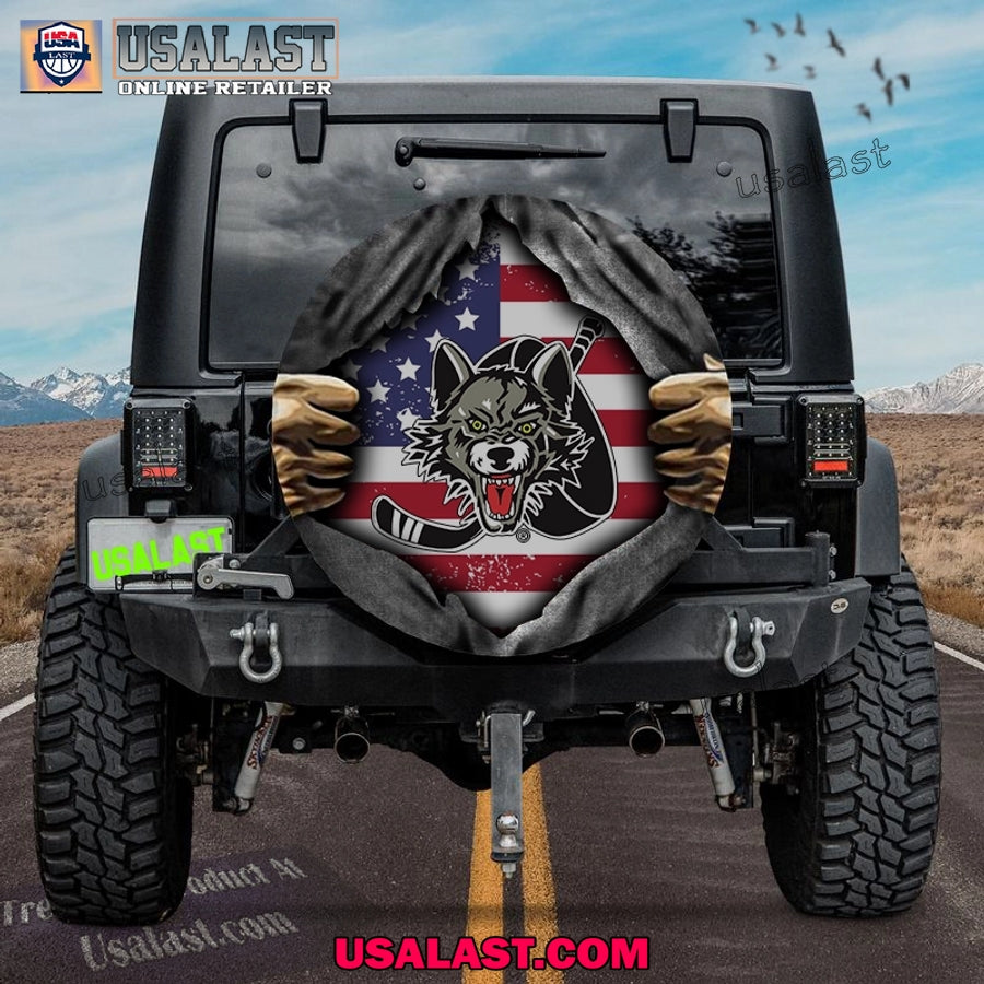 Chicago Wolves AHL American Flag Spare Tire Cover - Adult & Kids T-Shirts, Sweatshirts & Hoodies apparel design preview 1