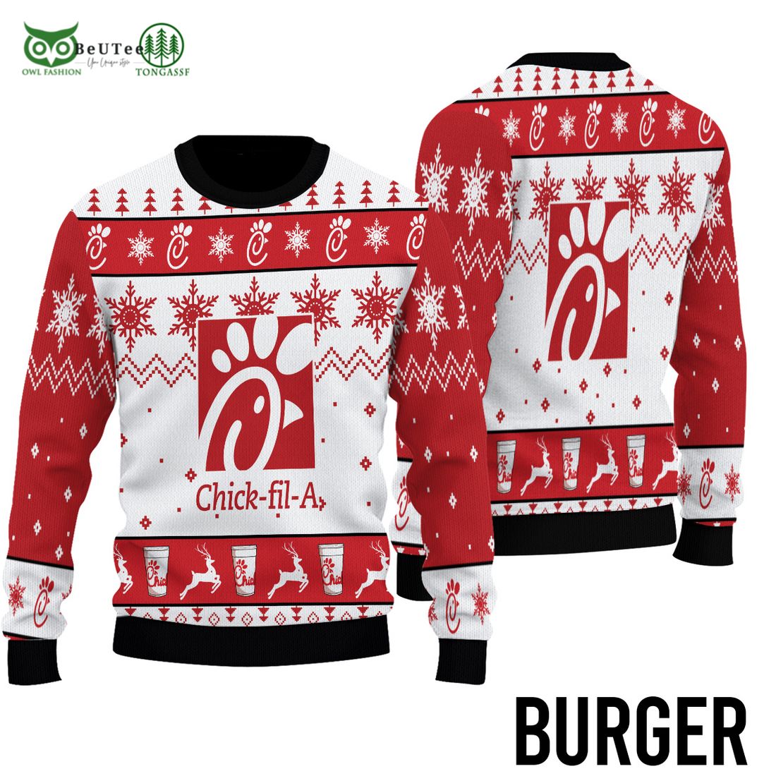 Chick Fil A Ugly Knitted Christmas - Adult & Kids T-Shirts, Sweatshirts & Hoodies apparel design preview 1