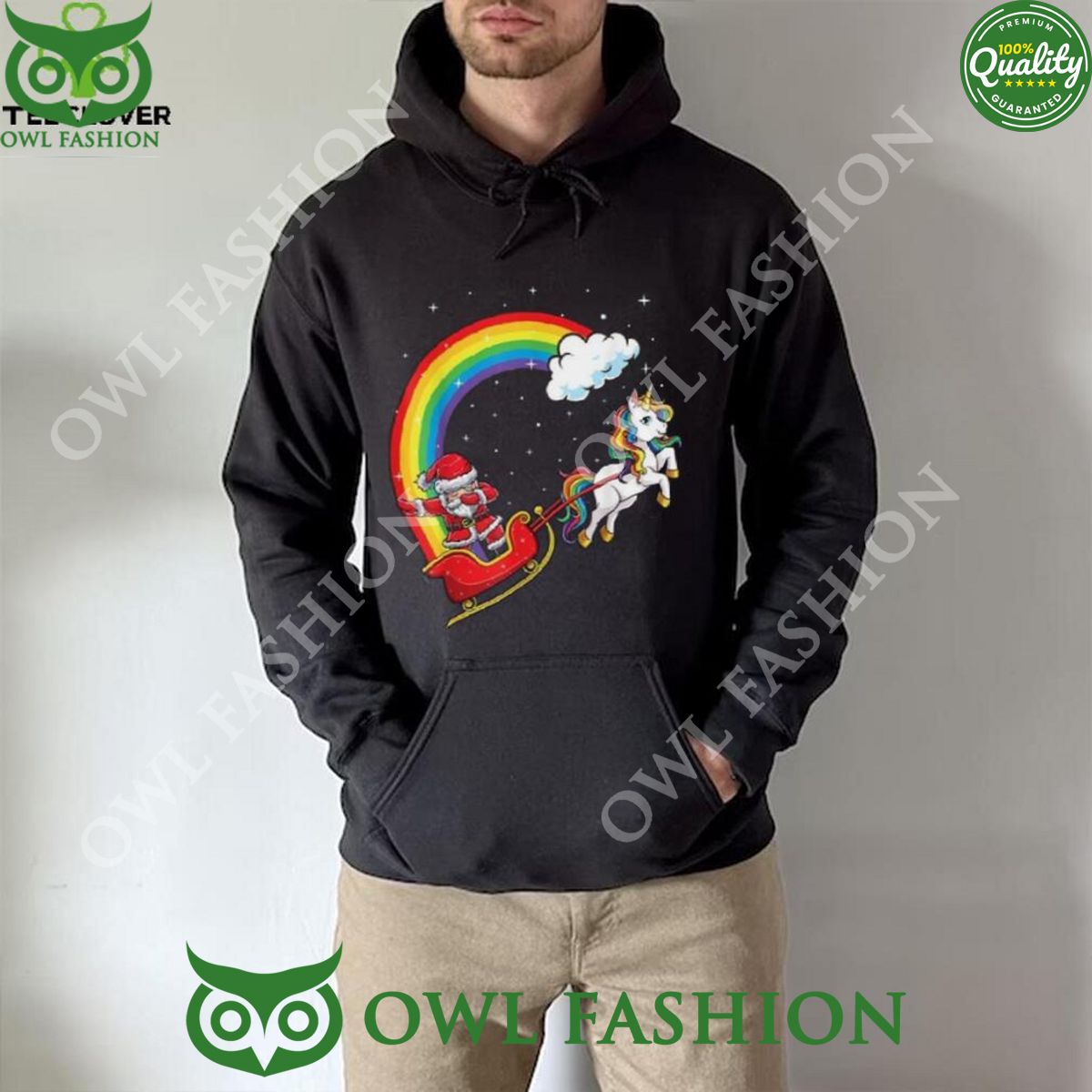 Christmas Dab Santa Unicorn Rainbow - Adult & Kids T-Shirts, Sweatshirts & Hoodies apparel design preview 1