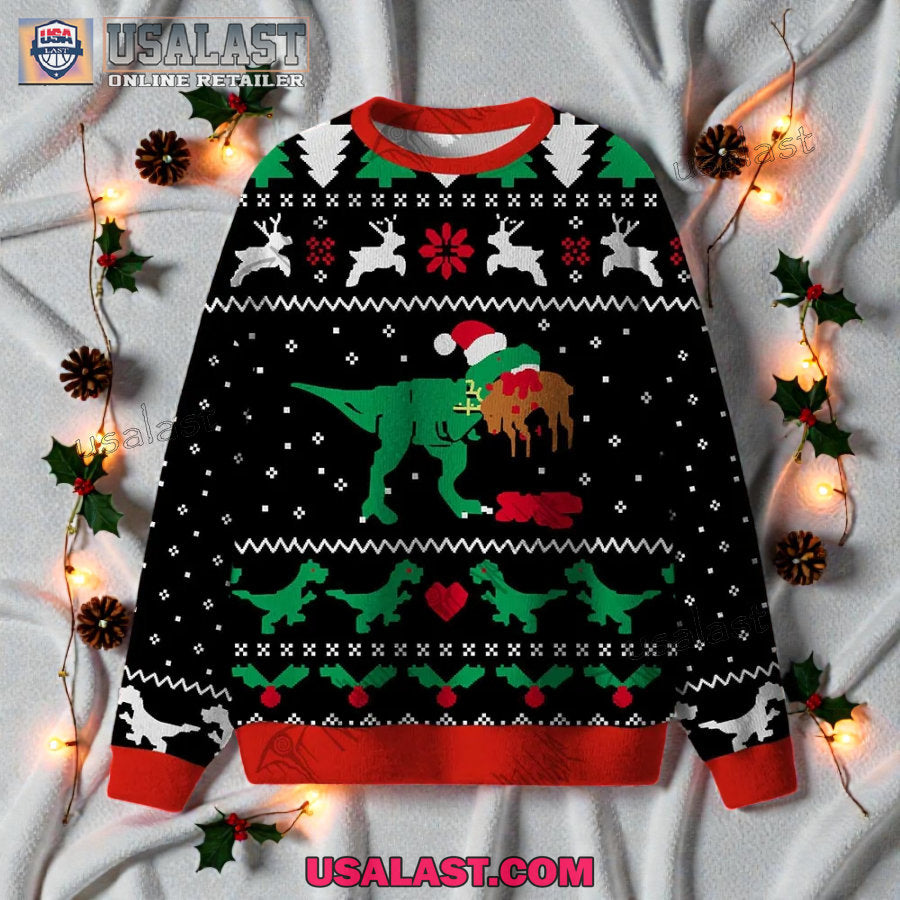 Christmas Dinosaur Ugly Sweater - Adult & Kids T-Shirts, Sweatshirts & Hoodies apparel design preview 1
