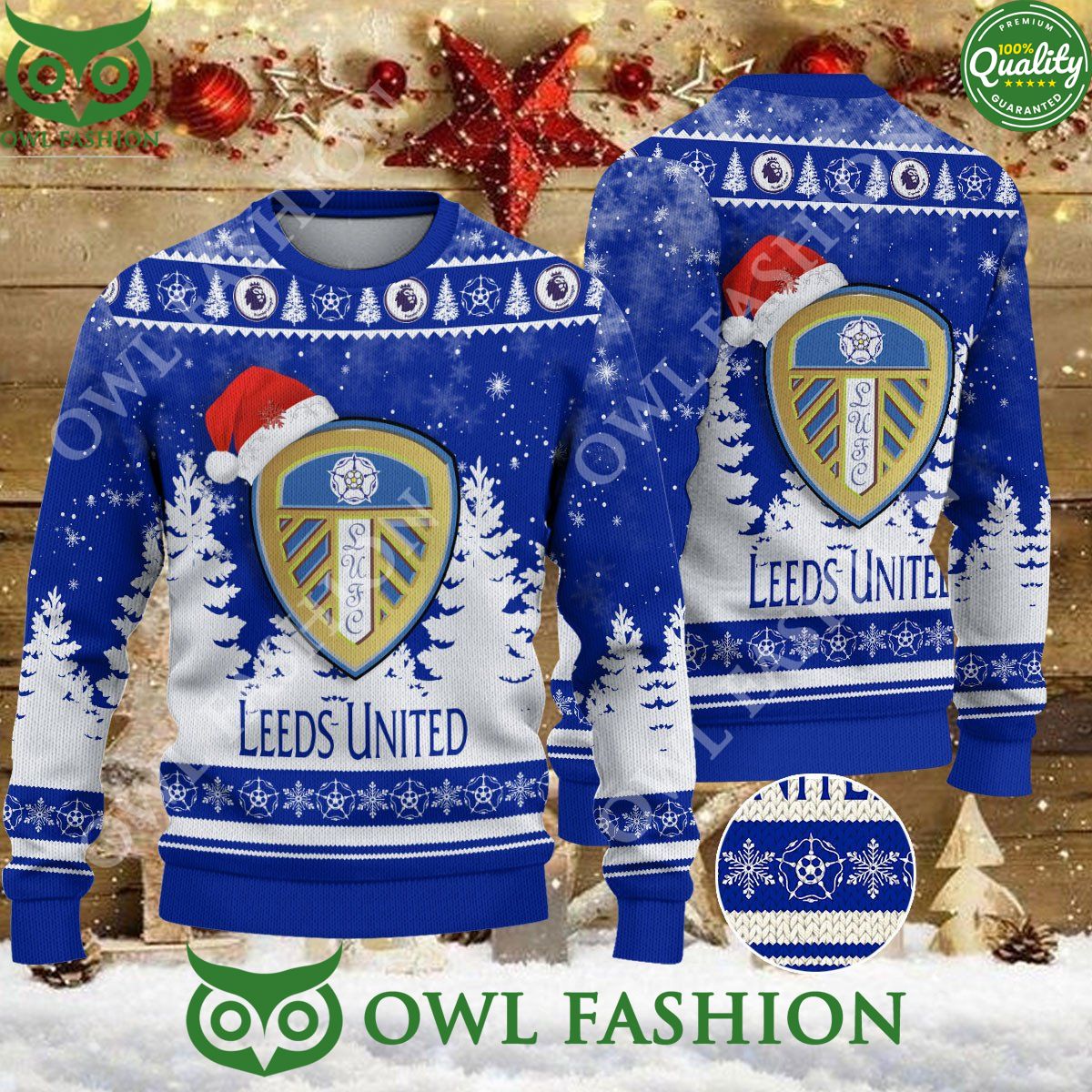 Christmas Football Leeds United F.C EFL Ugly Premier - Adult & Kids T-Shirts, Sweatshirts & Hoodies apparel design preview 1