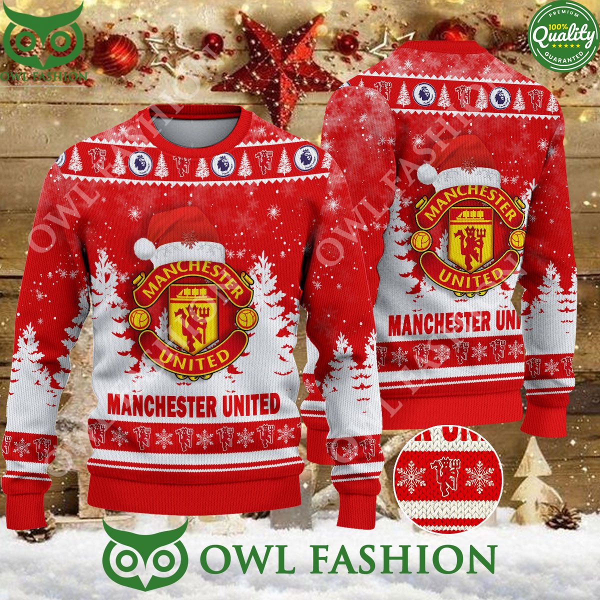 Christmas Football Manchester United EFL Ugly Premier - Adult & Kids T-Shirts, Sweatshirts & Hoodies apparel design preview 1