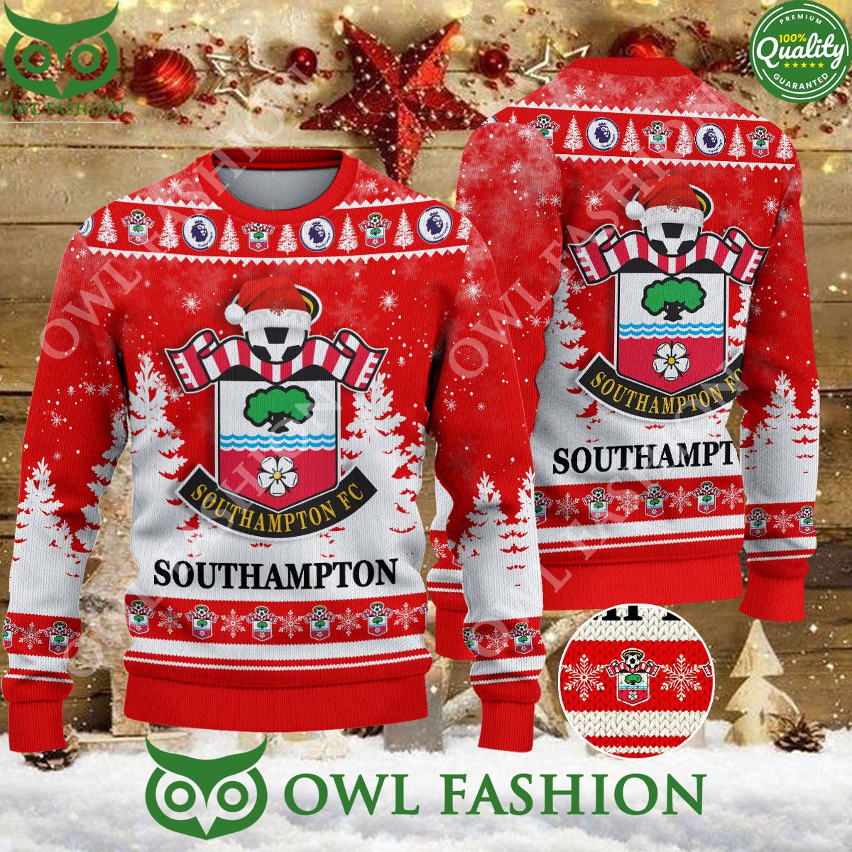 Christmas Football Southampton EFL Ugly Premier - Adult & Kids T-Shirts, Sweatshirts & Hoodies apparel design preview 1