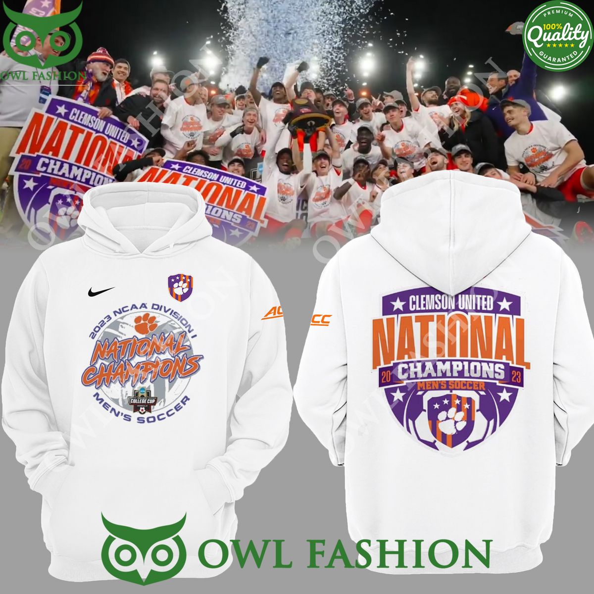 Clemson National NCAA 2023 Champion Men Soccer - Adult & Kids T-Shirts, Sweatshirts & Hoodies apparel design preview 1