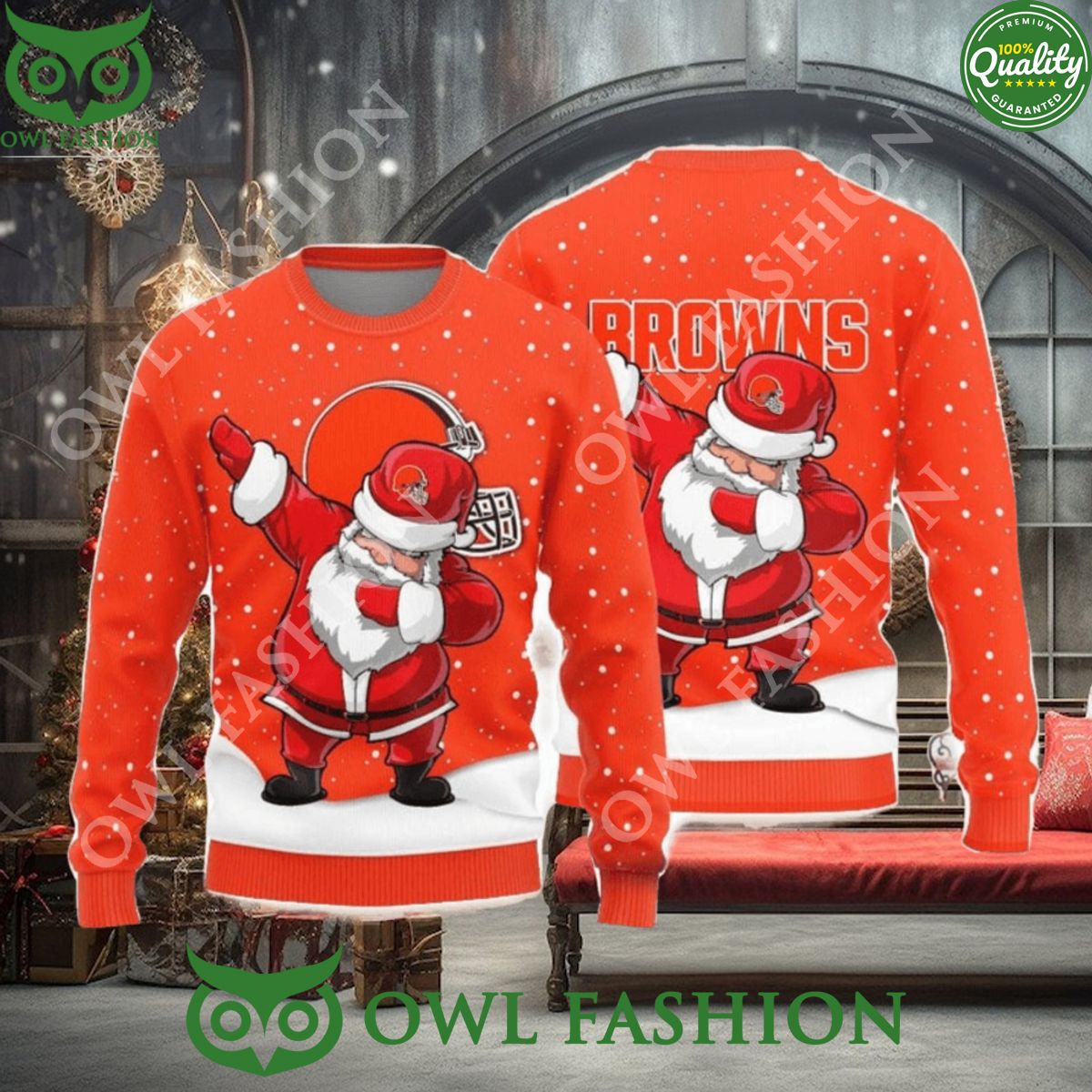 Cleveland Browns Dab Santa New Style Sweater Jumper - Adult & Kids T-Shirts, Sweatshirts & Hoodies apparel design preview 1