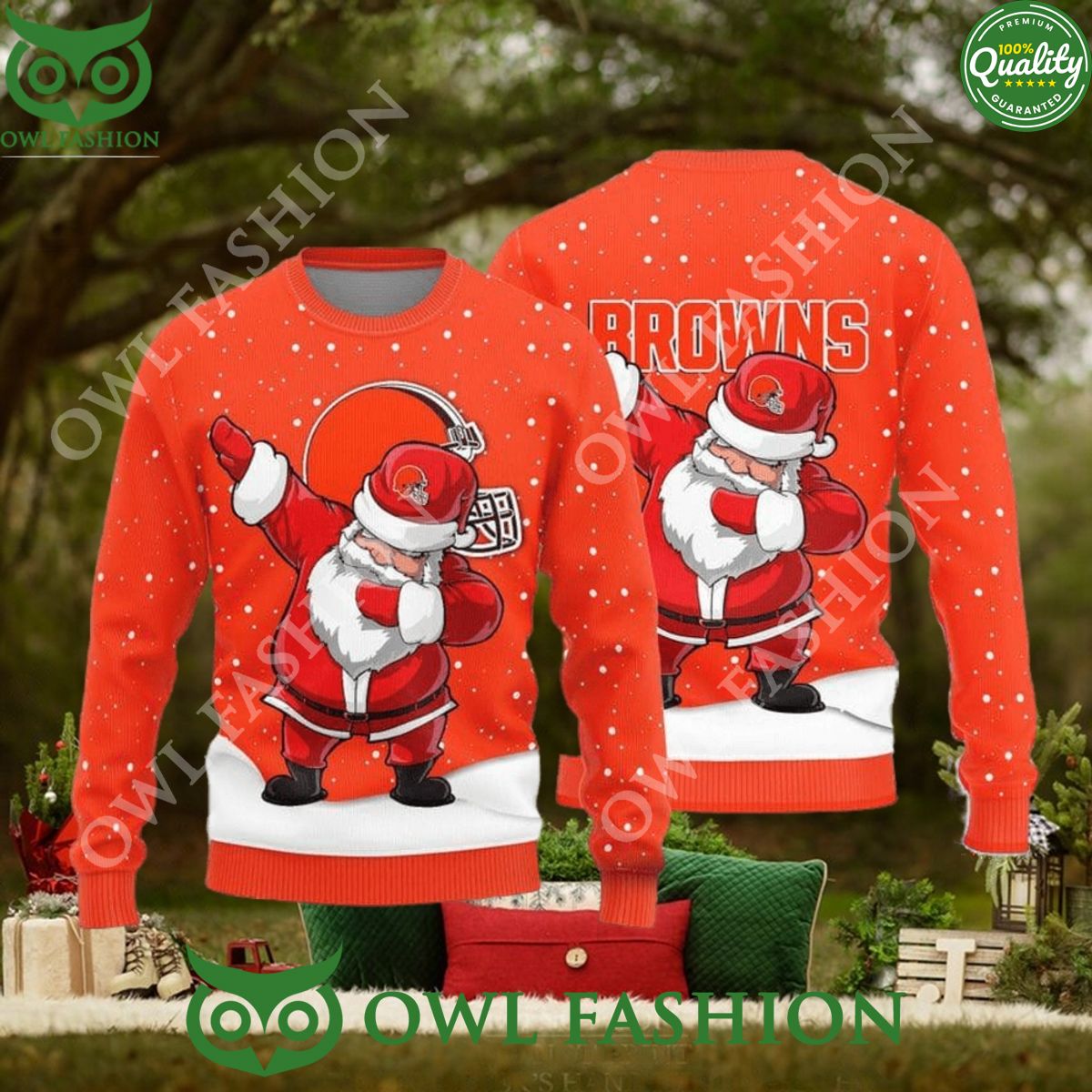 Cleveland Browns MLB Dab Santa Ugly Christmas Sweater - Adult & Kids T-Shirts, Sweatshirts & Hoodies apparel design preview 1