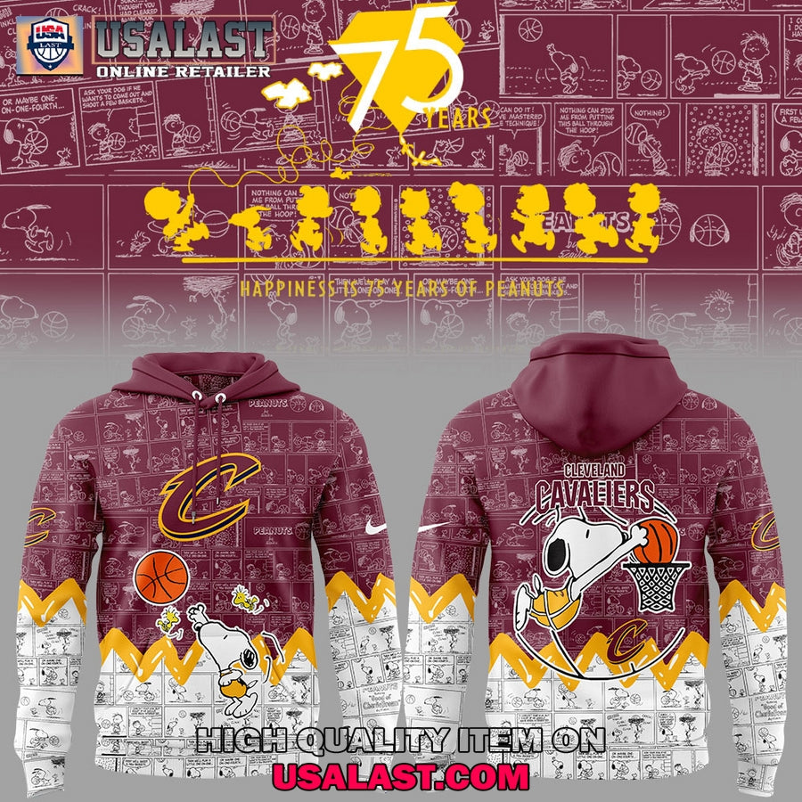 Cleveland Cavaliers 75th Anniversary of Peanuts - Adult & Kids T-Shirts, Sweatshirts & Hoodies apparel design preview 1