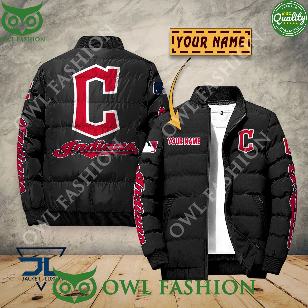 Cleveland Indians Custom Name MLB Baseball Jacket - Adult & Kids T-Shirts, Sweatshirts & Hoodies apparel design preview 1