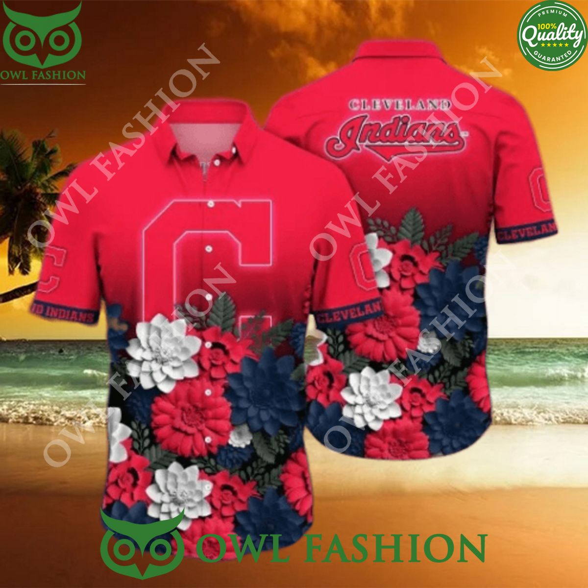 Cleveland Indians MLB Flower Beach Vibe Premium - Adult & Kids T-Shirts, Sweatshirts & Hoodies apparel design preview 1
