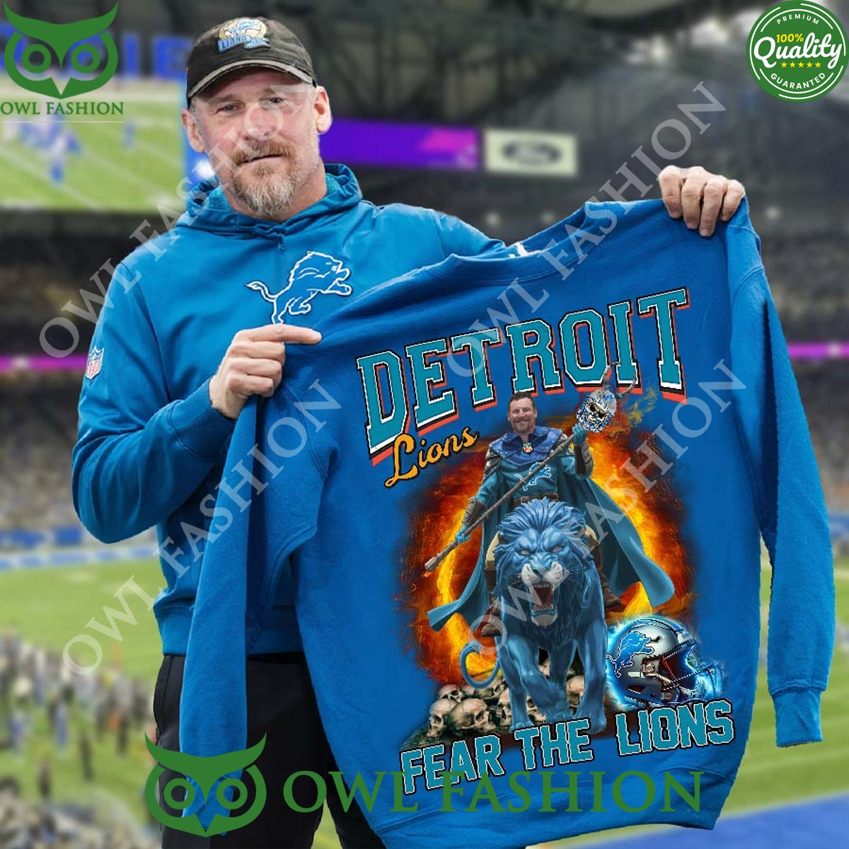 Coach Dan Campbell leadership Fear the Lions ugly - Adult & Kids T-Shirts, Sweatshirts & Hoodies apparel design preview 1