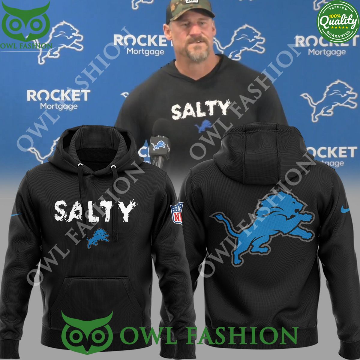 Coach Dan Campbell Salty Detroit Lions - Adult & Kids T-Shirts, Sweatshirts & Hoodies apparel design preview 1
