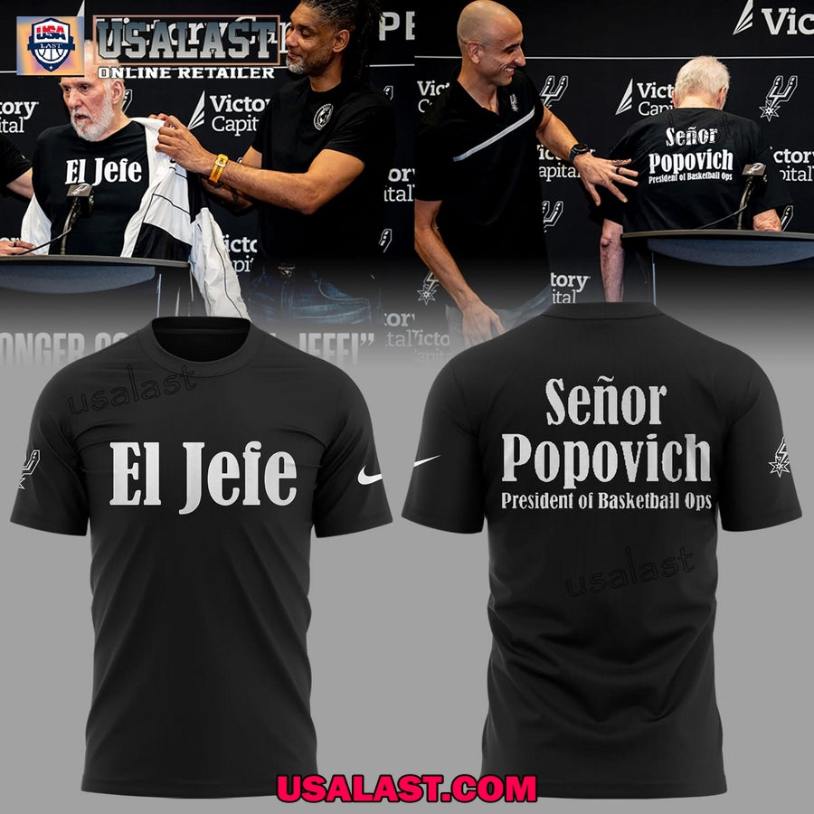 Coach Gregg Popovich I'm El Jefe Black - Adult & Kids T-Shirts, Sweatshirts & Hoodies apparel design preview 1