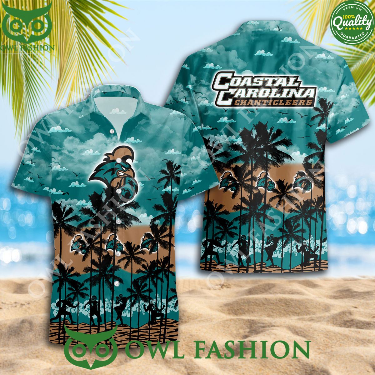 Coastal Carolina Chanticleers NCAA Hawaiian Summer - Adult & Kids T-Shirts, Sweatshirts & Hoodies apparel design preview 1
