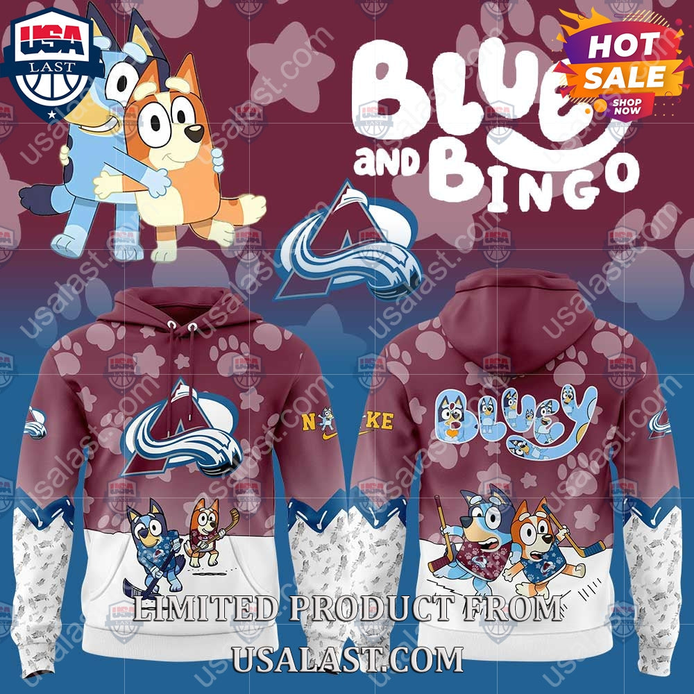 Colorado Avalanche NHL Bluey and Bingo - Adult & Kids T-Shirts, Sweatshirts & Hoodies apparel design preview 1