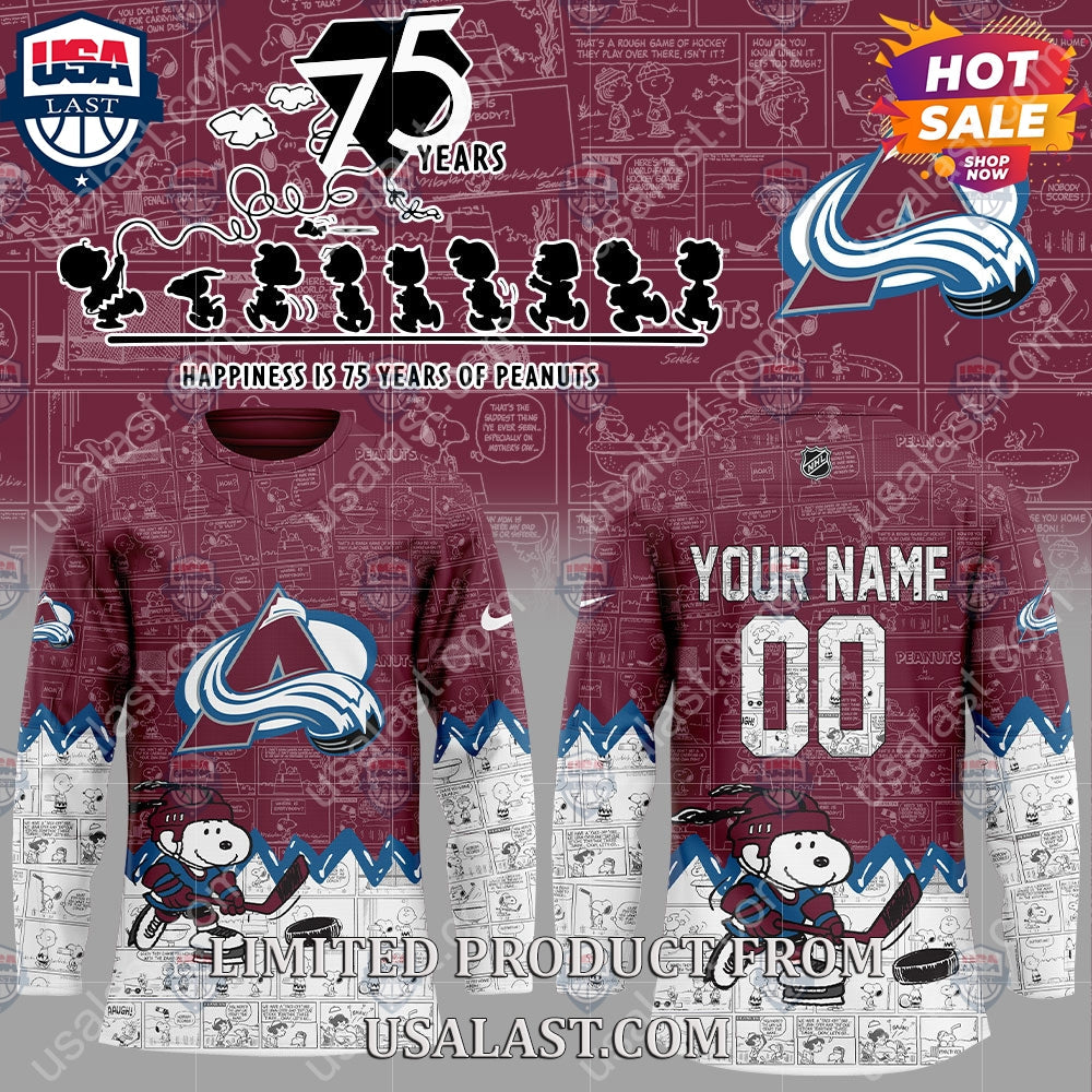 Colorado Avalanche NHL Happiness Is 75th Anniversary - Adult & Kids T-Shirts, Sweatshirts & Hoodies apparel design preview 1