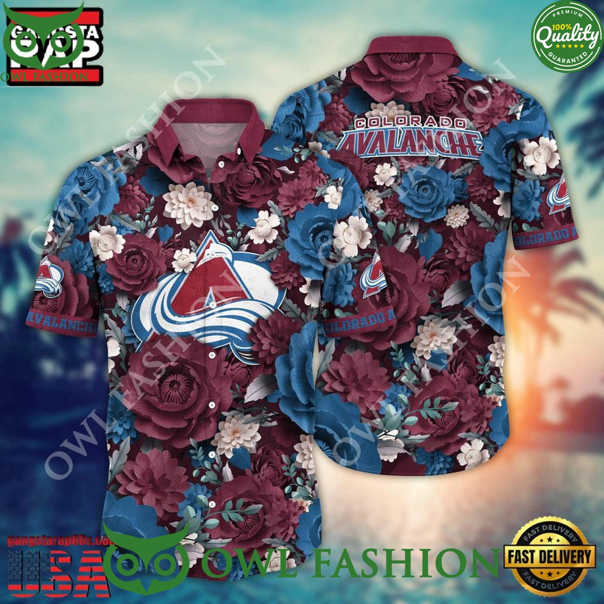 Colorado Avalanche NHL Summer Flower Hawaiian - Adult & Kids T-Shirts, Sweatshirts & Hoodies apparel design preview 1