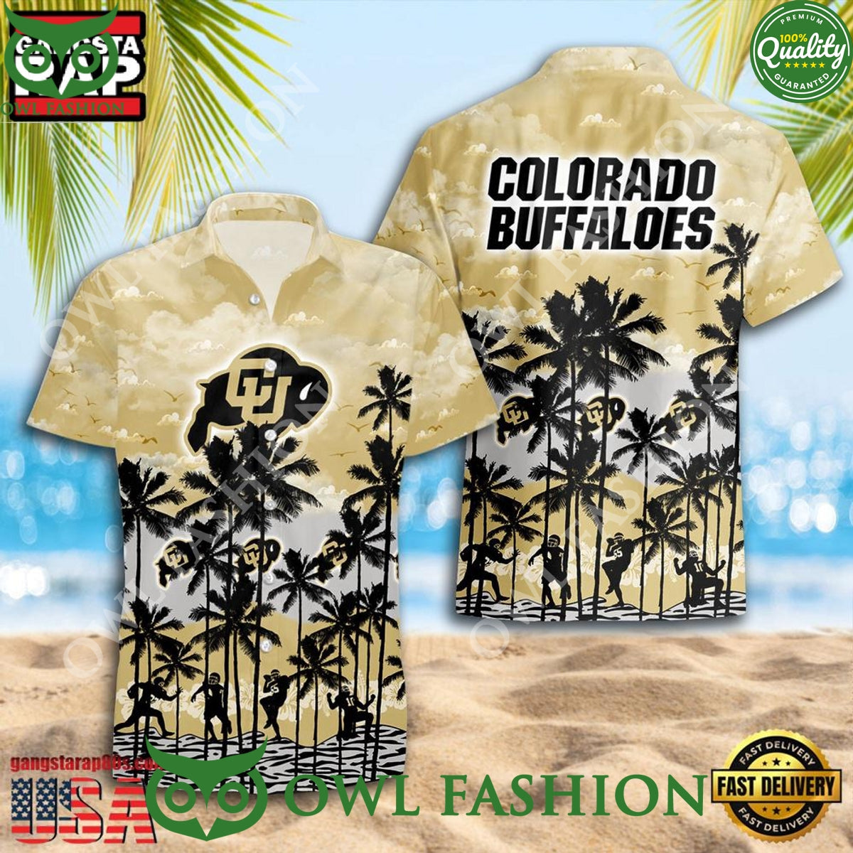 Colorado Buffaloes Style Coconut Tree Aloha Hawaiian - Adult & Kids T-Shirts, Sweatshirts & Hoodies apparel design preview 1