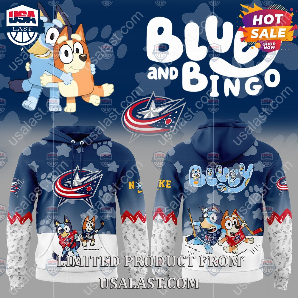 Columbus Blue Jackets NHL Bluey and Bingo - Adult & Kids T-Shirts, Sweatshirts & Hoodies apparel design preview 1