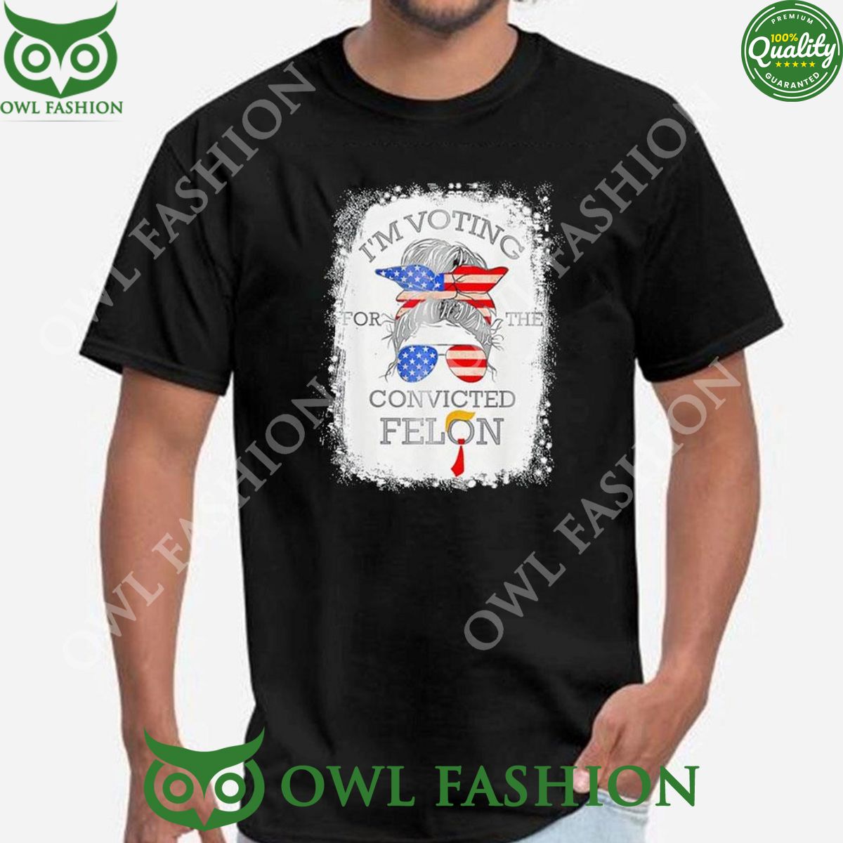 Convicted Felon Messy Bun Voting For The 2024 - Adult & Kids T-Shirts, Sweatshirts & Hoodies apparel design preview 1