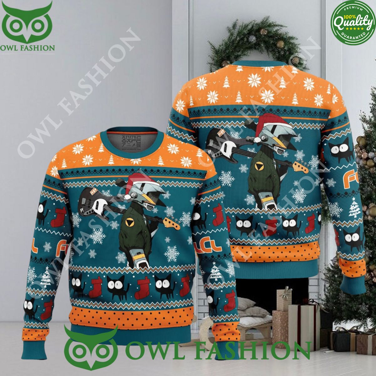 Cool Guitar Canti Fooly Cooly FLCL Ugly Christmas - Adult & Kids T-Shirts, Sweatshirts & Hoodies apparel design preview 1