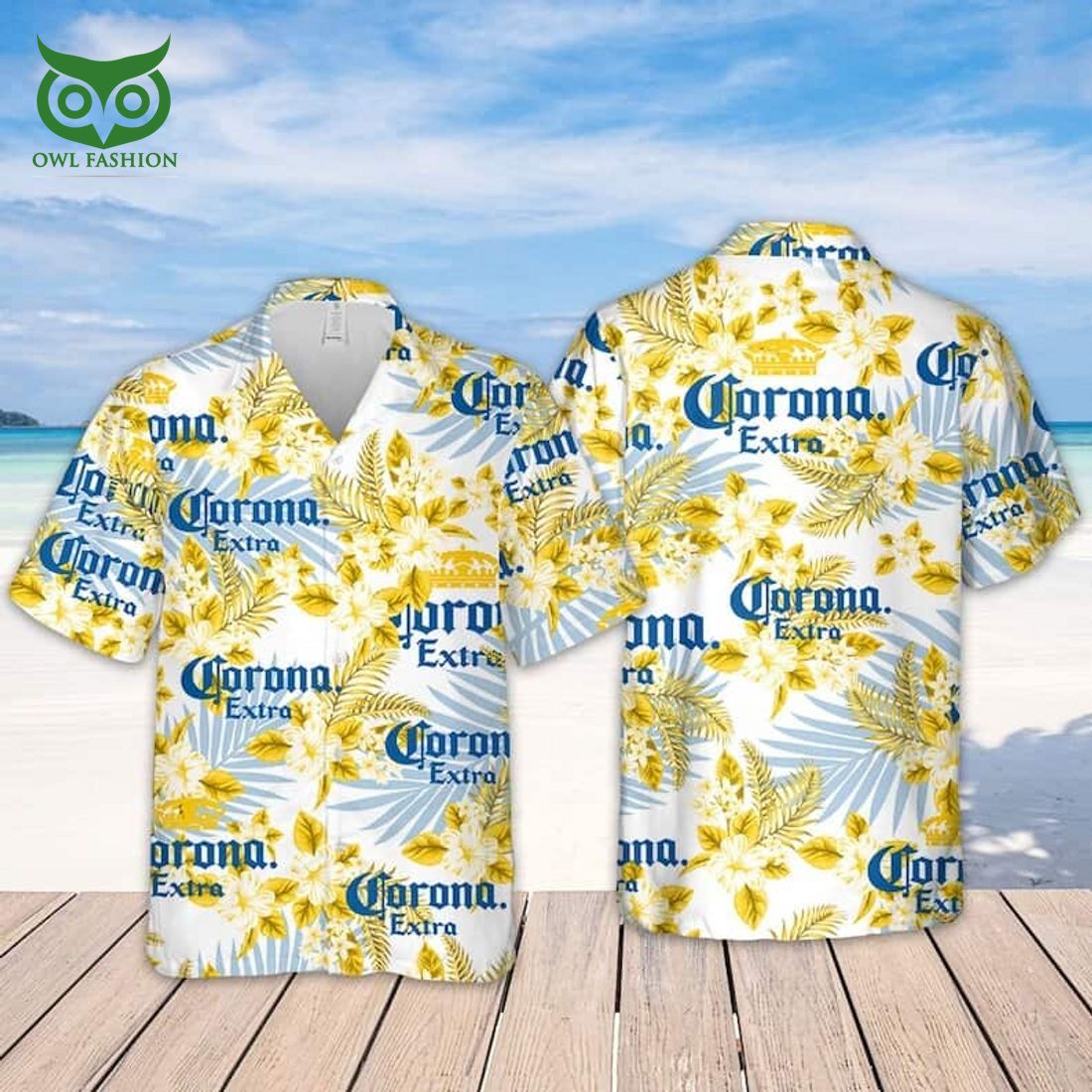 Corona Extra Beer Tropical Flower Pattern Hawaiian - Adult & Kids T-Shirts, Sweatshirts & Hoodies apparel design preview 1