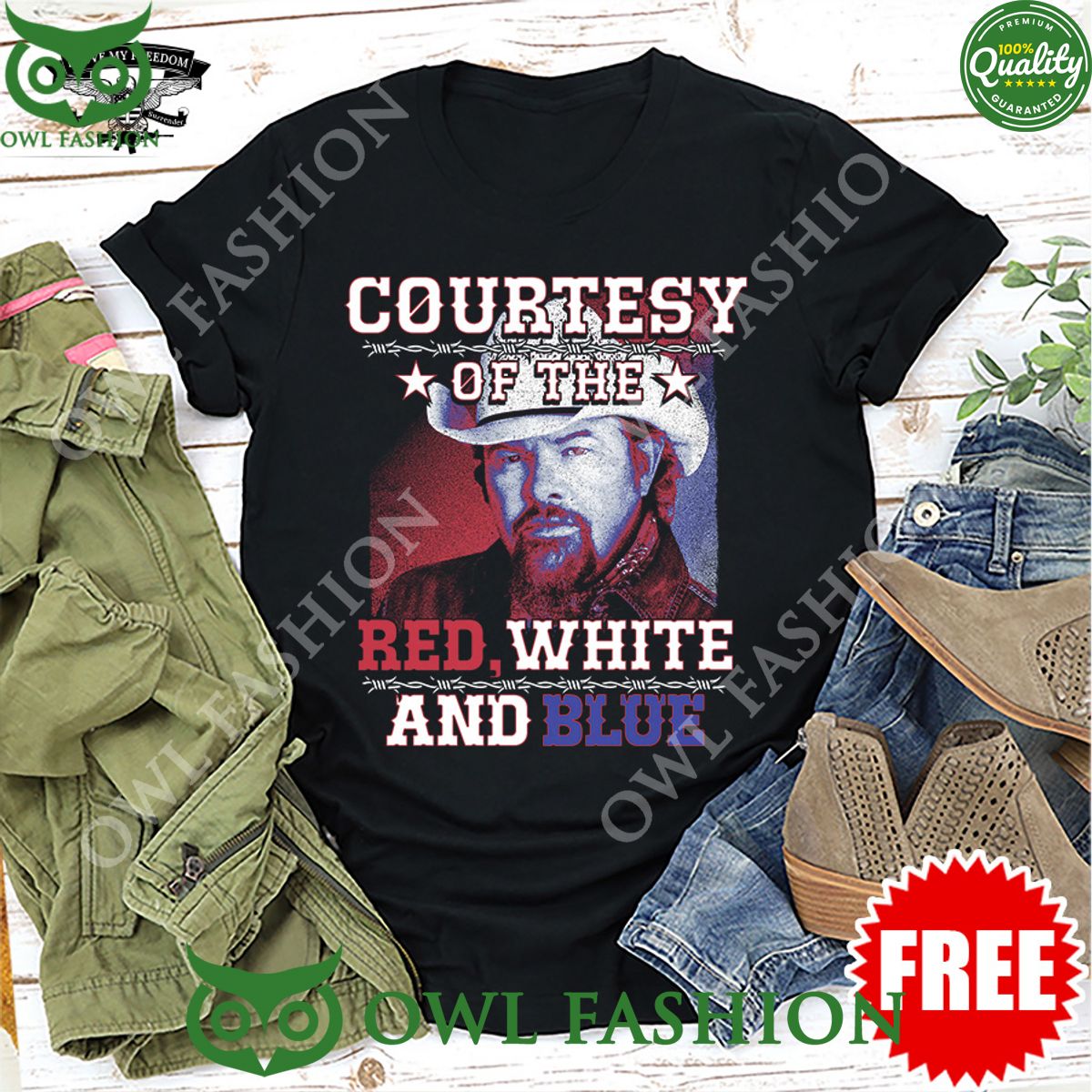 Courtesy of the Red White and Blue Song by Toby Keith - Adult & Kids T-Shirts, Sweatshirts & Hoodies apparel design preview 1
