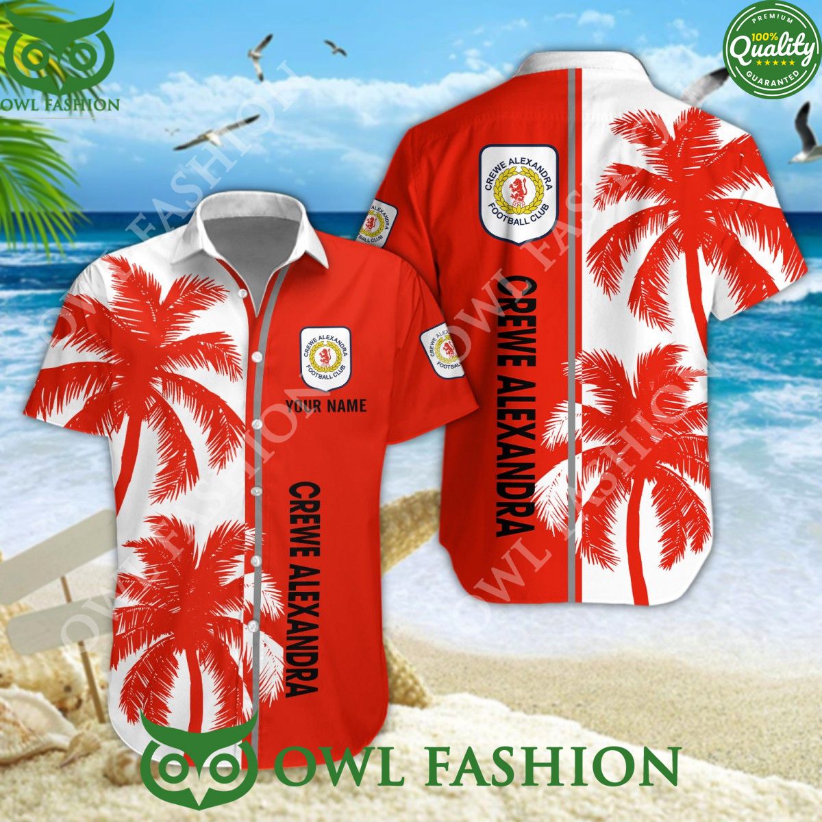 Crewe Alexandra EFL League Tropical Coconut Summer - Adult & Kids T-Shirts, Sweatshirts & Hoodies apparel design preview 1