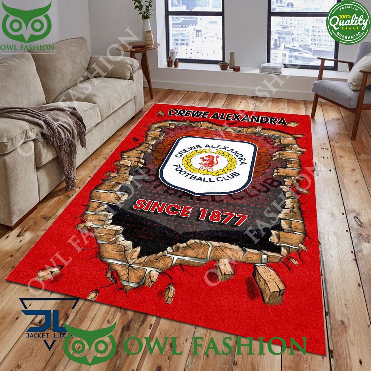 Crewe Alexandra FC 1877 League Two Living Room Rug - Adult & Kids T-Shirts, Sweatshirts & Hoodies apparel design preview 1