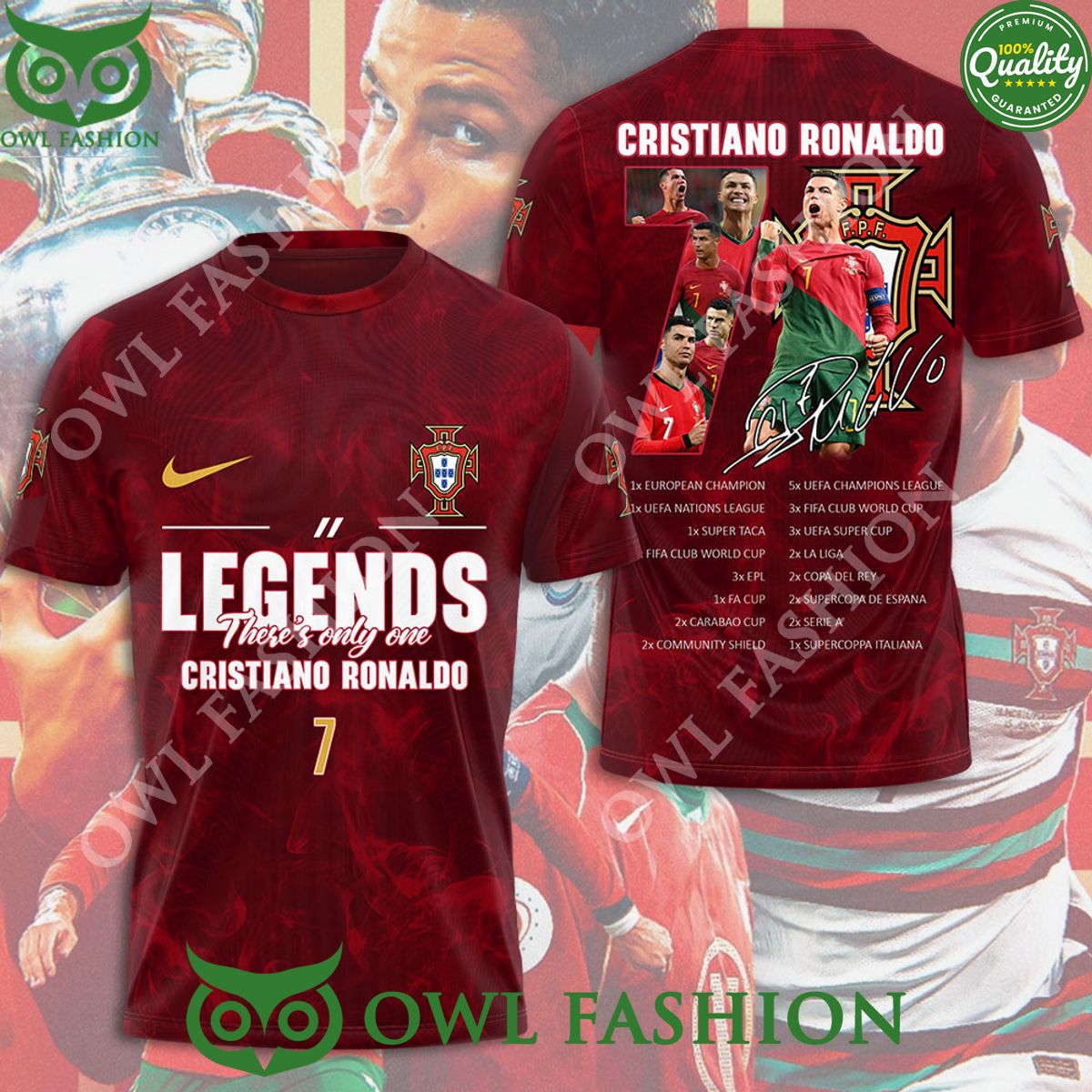Cristiano Ronaldo Portugal Football Player 3D - Adult & Kids T-Shirts, Sweatshirts & Hoodies apparel design preview 1