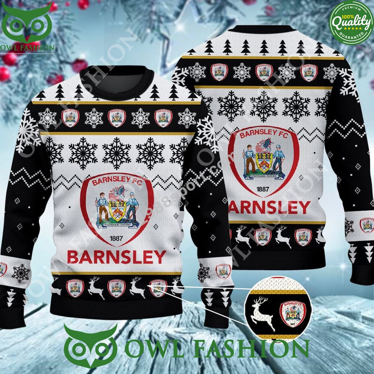 Custom Color Barnsley FC Ugly Sweater Jumper - Adult & Kids T-Shirts, Sweatshirts & Hoodies apparel design preview 1