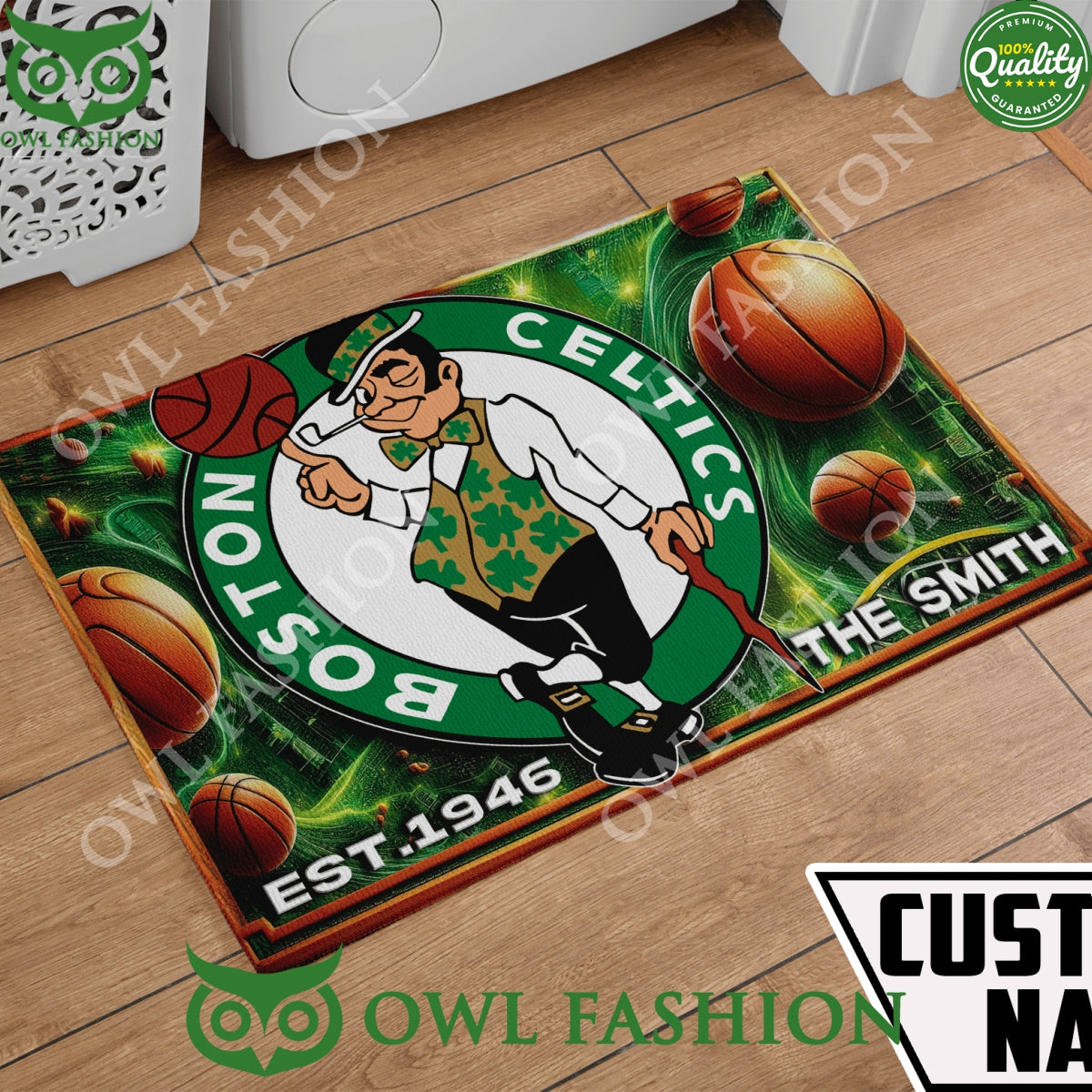 Custom Name Boston Celtics est 1946 Doormat - Adult & Kids T-Shirts, Sweatshirts & Hoodies apparel design preview 1