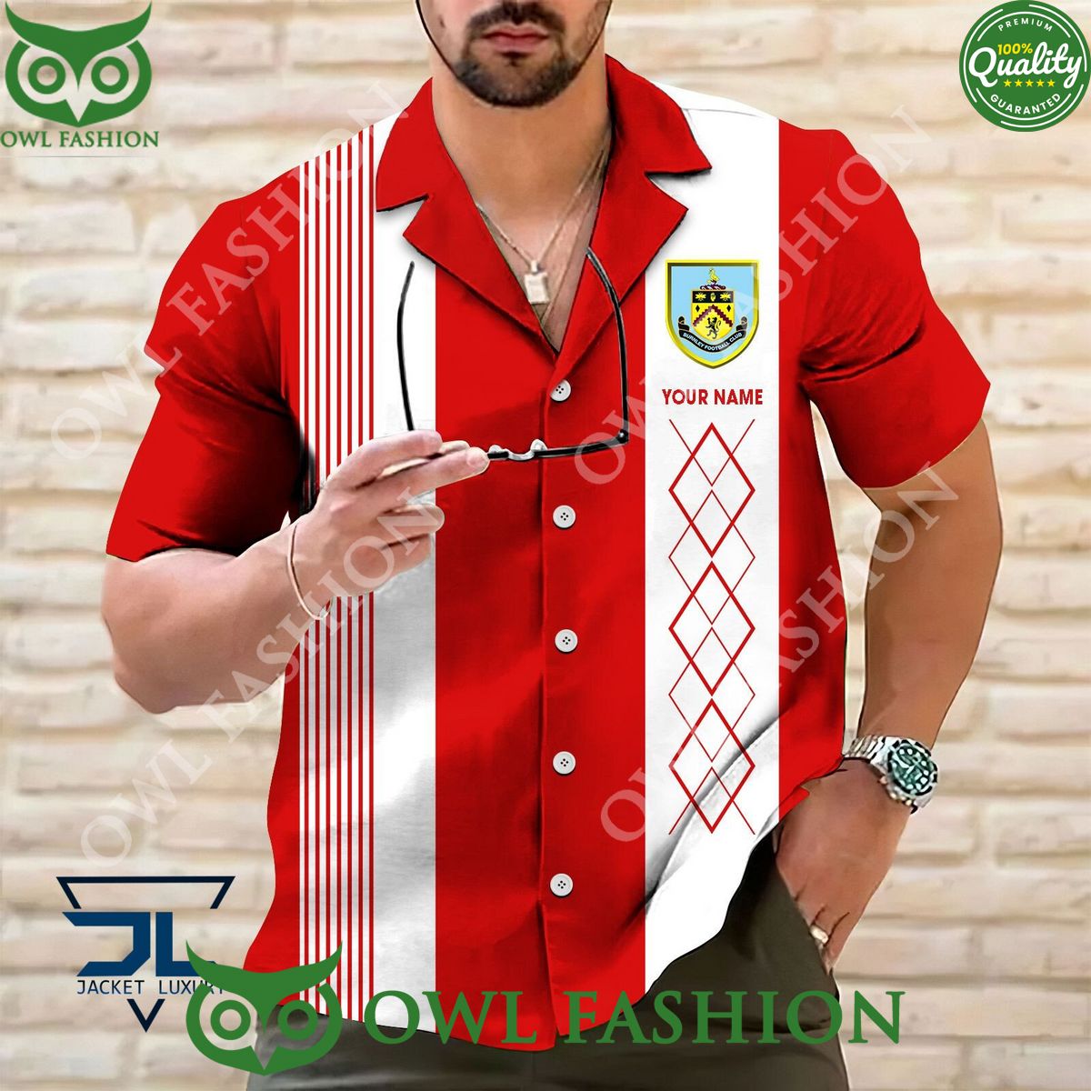 Custom Name Burnley Fc Stripe Lines Red EFL - Adult & Kids T-Shirts, Sweatshirts & Hoodies apparel design preview 1