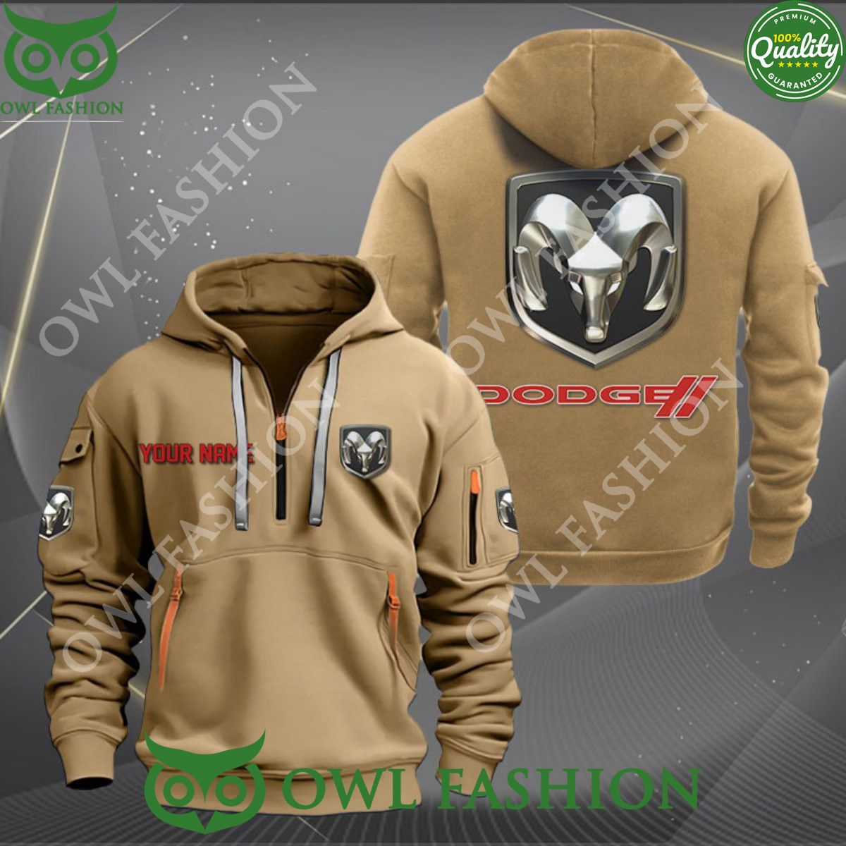 Custom name Dodge Automobile company 2d half zipper - Adult & Kids T-Shirts, Sweatshirts & Hoodies apparel design preview 1