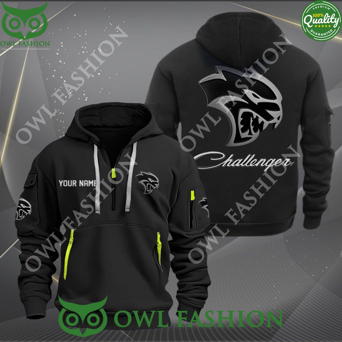 Custom name Dodge Challenger American automobile 2d - Adult & Kids T-Shirts, Sweatshirts & Hoodies apparel design preview 1