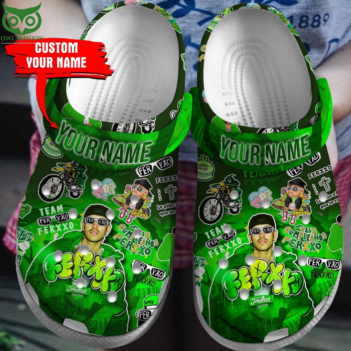 Custom Name Ferxxo Singer Green Clogs - Adult & Kids T-Shirts, Sweatshirts & Hoodies apparel design preview 1