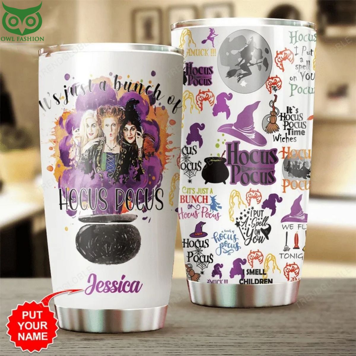 Custom Name Hocus Pocus It's Just A Bunch Of Tumbler - Adult & Kids T-Shirts, Sweatshirts & Hoodies apparel design preview 1