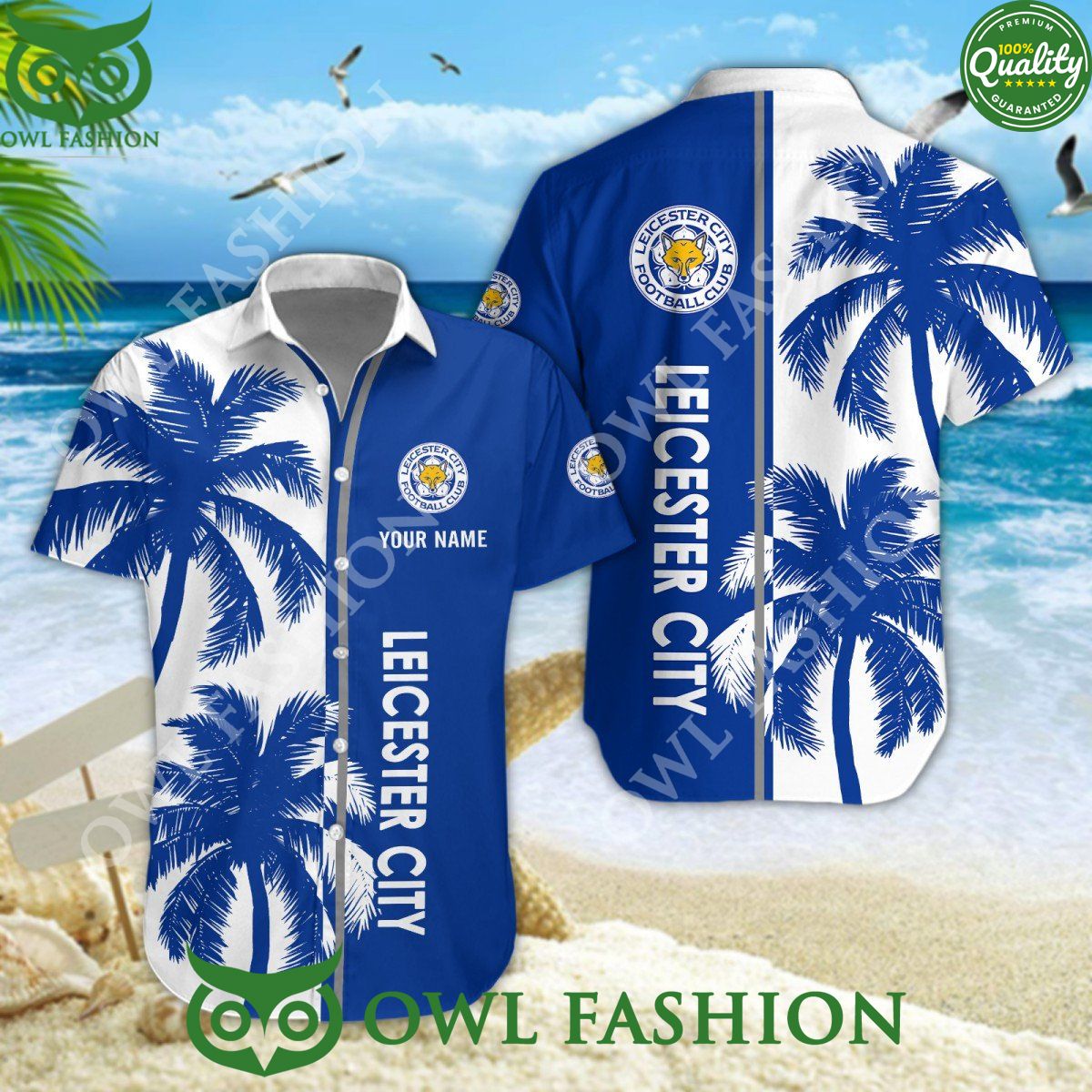 Custom Name Leicester City summer beach blue tropical - Adult & Kids T-Shirts, Sweatshirts & Hoodies apparel design preview 1