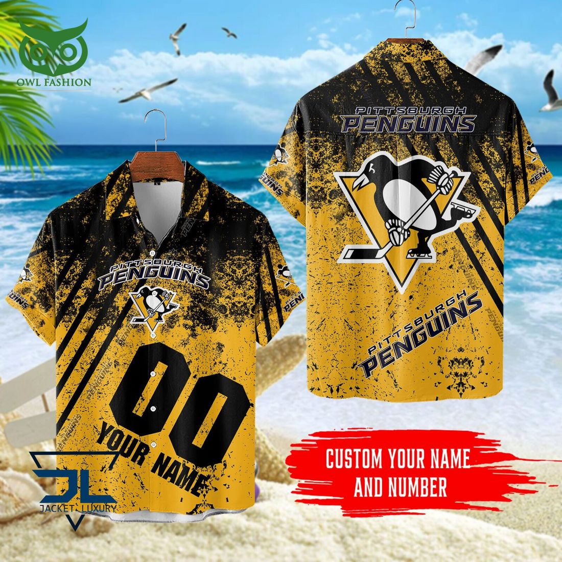 Custom Name Number Pittsburgh Penguins NHL Hawaiian - Adult & Kids T-Shirts, Sweatshirts & Hoodies apparel design preview 1
