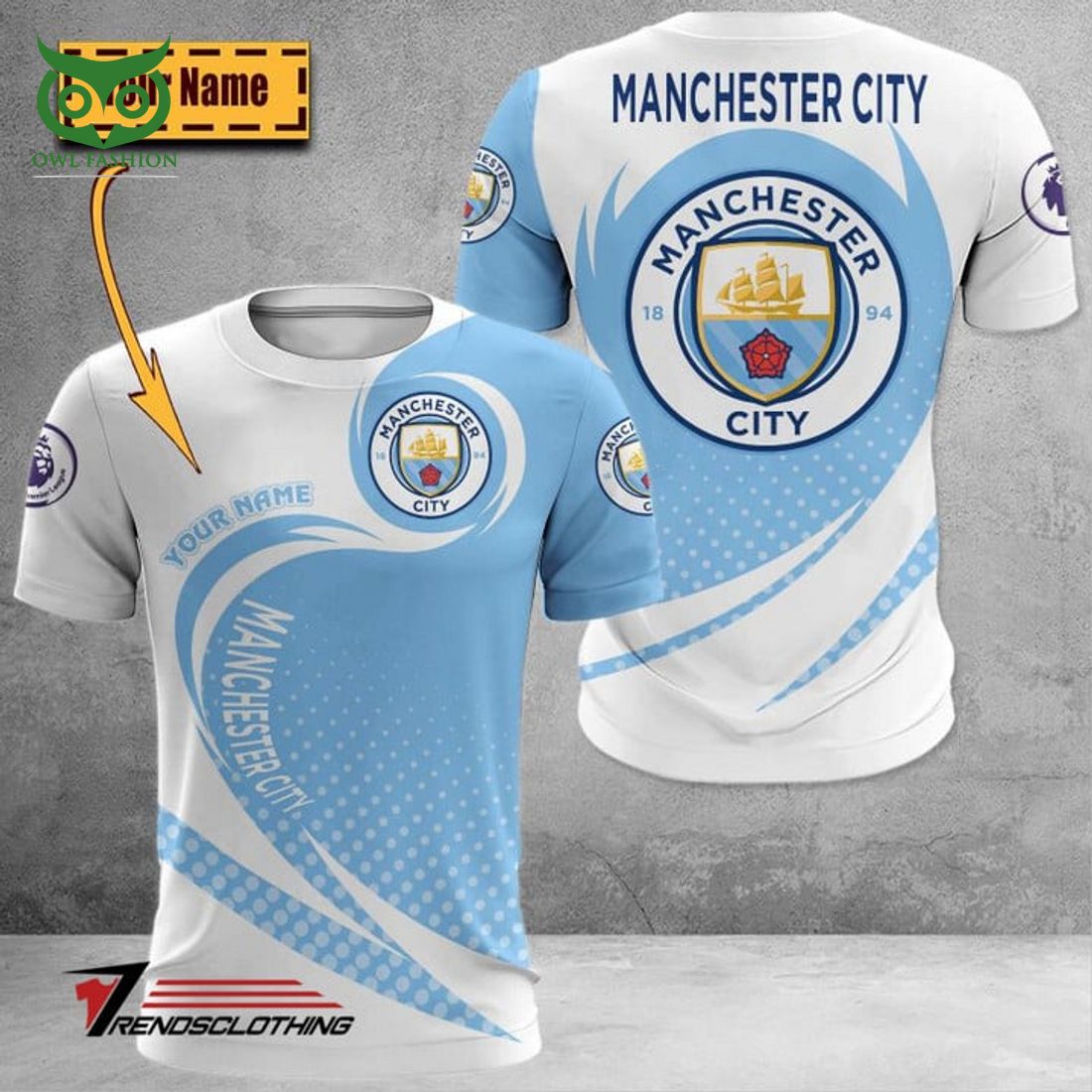 Custom Name Number Premier League Manchester City - Adult & Kids T-Shirts, Sweatshirts & Hoodies apparel design preview 1