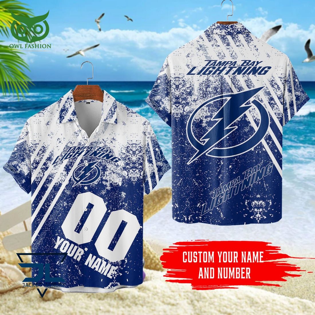 Custom Name Number Tampa Bay Lightning NHL Hawaiian - Adult & Kids T-Shirts, Sweatshirts & Hoodies apparel design preview 1