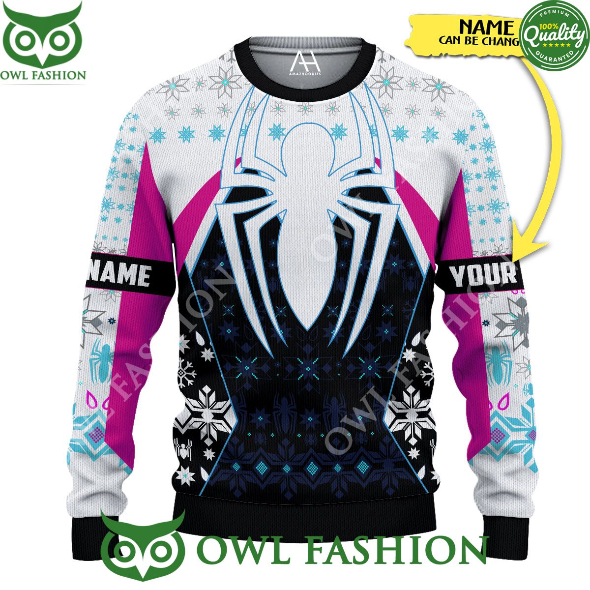 Custom Name Spider-Girl Ugly Sweater 3D AOP Jumper - Adult & Kids T-Shirts, Sweatshirts & Hoodies apparel design preview 1