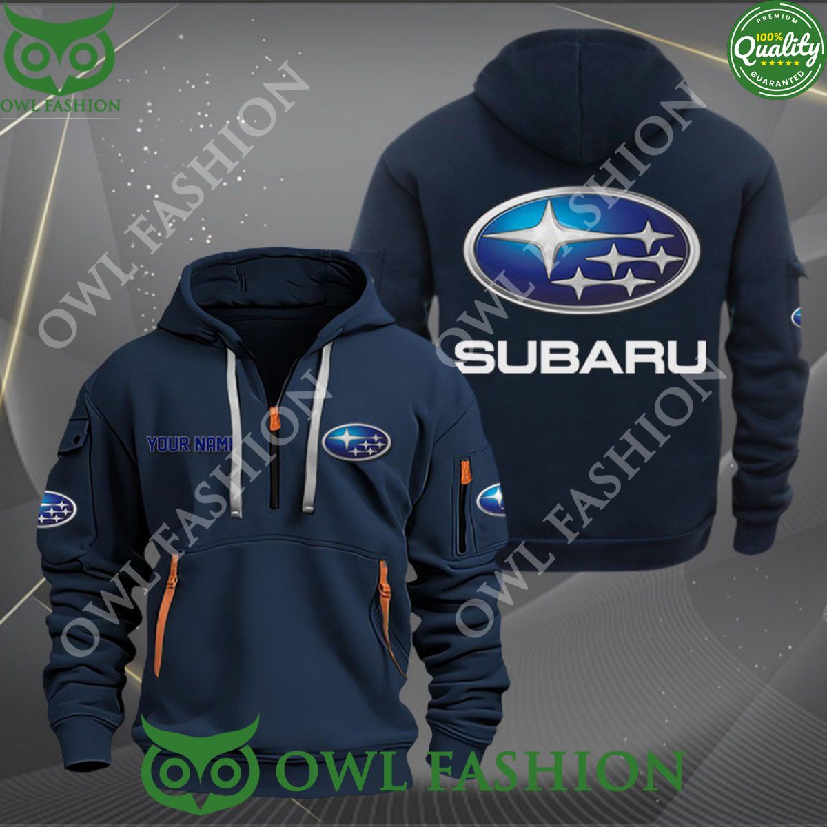 Custom name Subaru car 2d half zipper - Adult & Kids T-Shirts, Sweatshirts & Hoodies apparel design preview 1