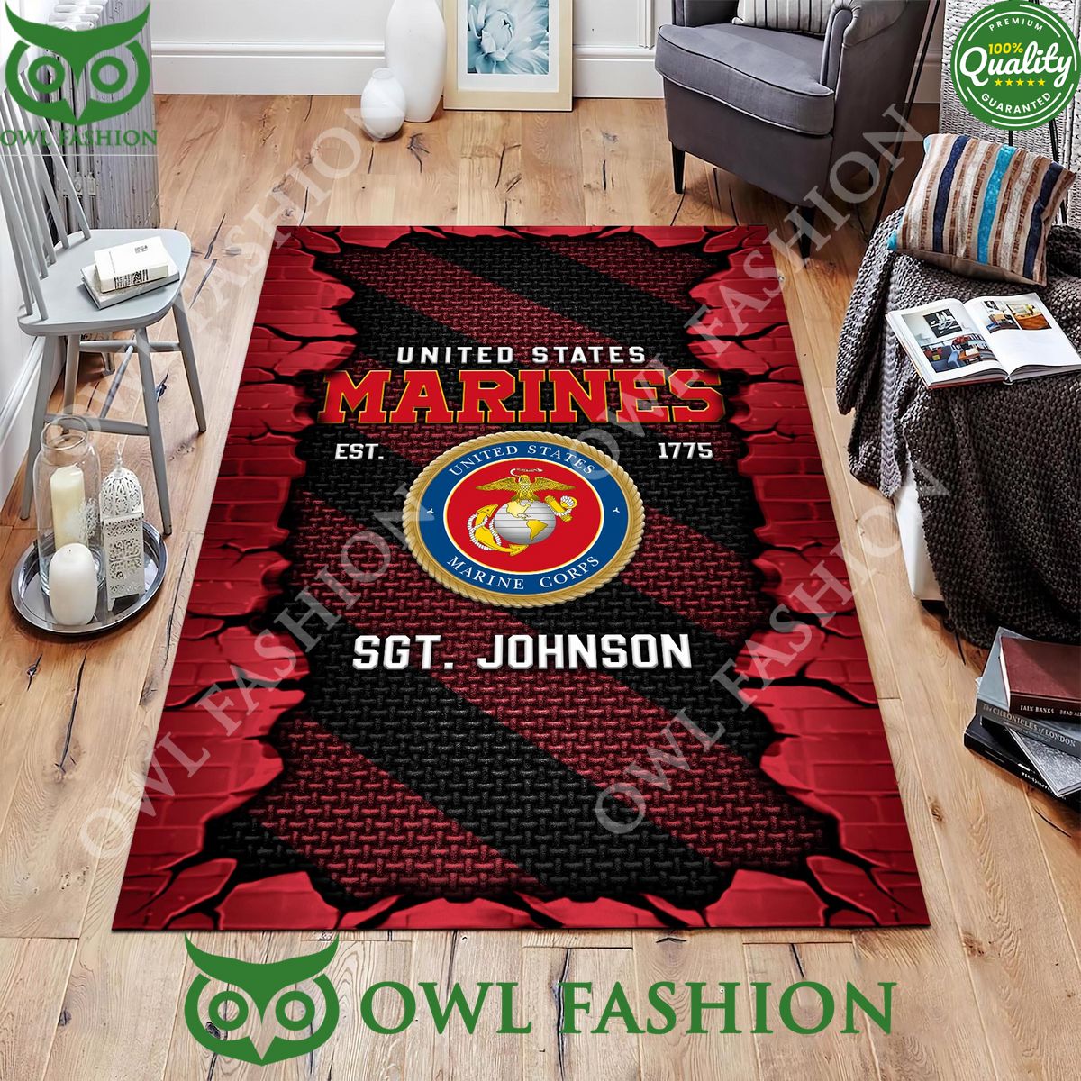 Custom Name US Marine Corps Military Veteran Rugs for - Adult & Kids T-Shirts, Sweatshirts & Hoodies apparel design preview 1
