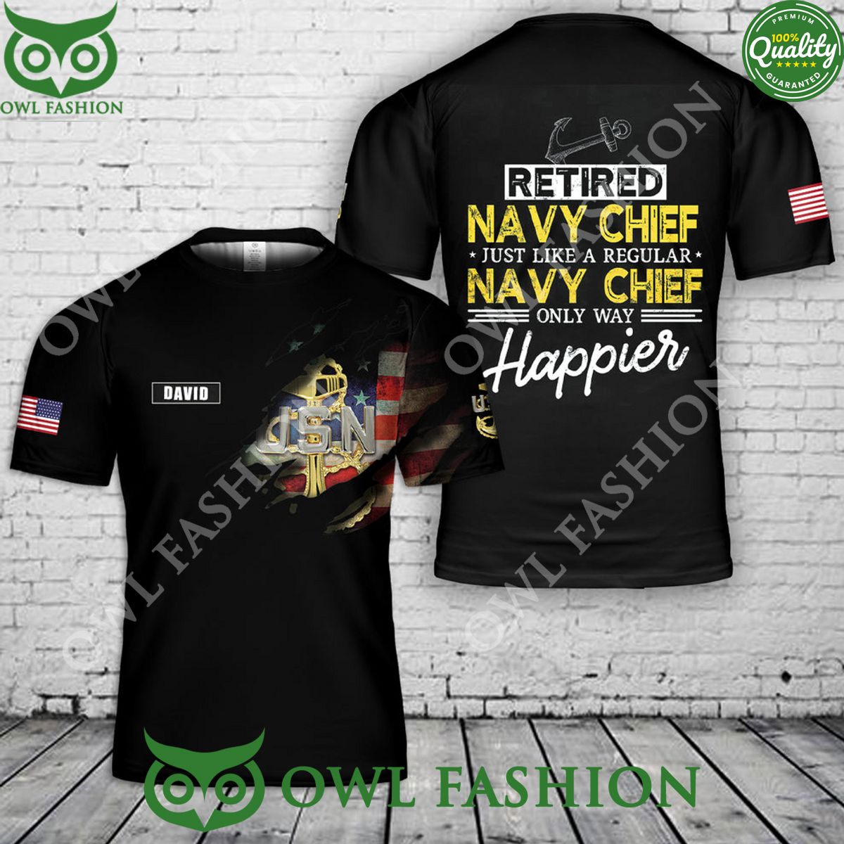 Custom Name US Navy Chief Retired Just like a regular - Adult & Kids T-Shirts, Sweatshirts & Hoodies apparel design preview 1