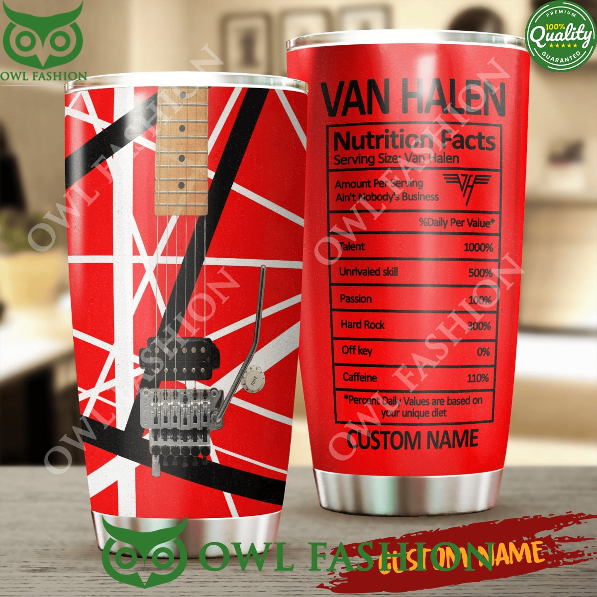 Custom Name Van Halen Nutrion Facts Style Red Tumbler - Adult & Kids T-Shirts, Sweatshirts & Hoodies apparel design preview 1