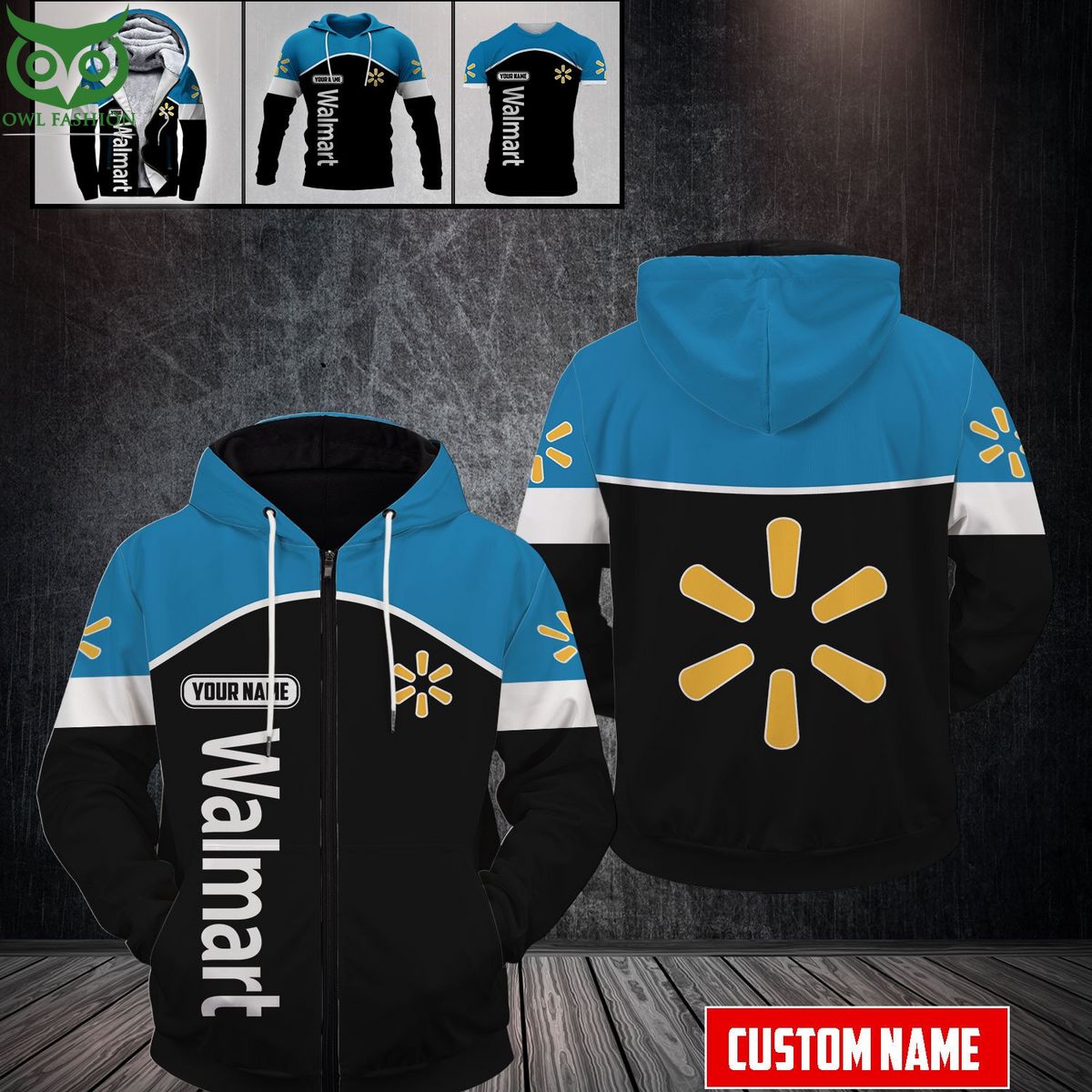 Custom Name Walmart Blue Black 3D - Adult & Kids T-Shirts, Sweatshirts & Hoodies apparel design preview 1