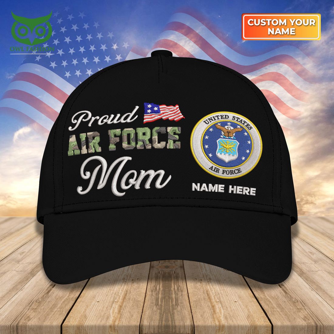 Custom U.S Armed Force Proud Air Mom Classic Cap - Adult & Kids T-Shirts, Sweatshirts & Hoodies apparel design preview 1