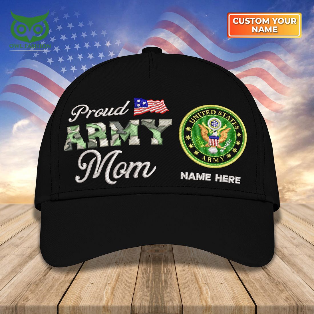 Custom U.S Armed Force Proud Army Mom Classic Cap - Adult & Kids T-Shirts, Sweatshirts & Hoodies apparel design preview 1