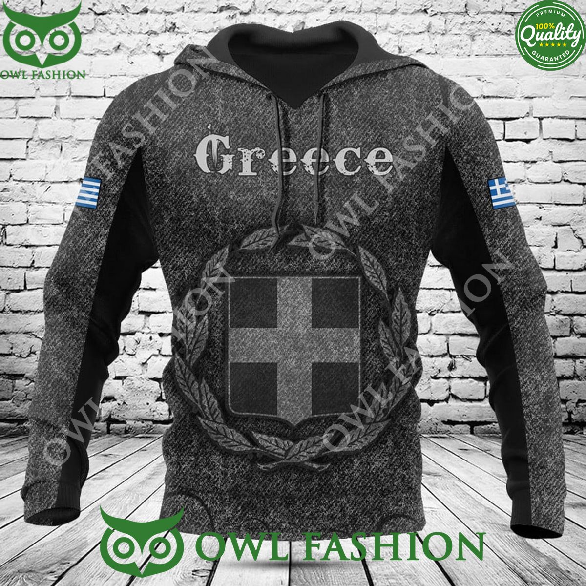 Customize Greece Flag Skull Scary Flower Knitted - Adult & Kids T-Shirts, Sweatshirts & Hoodies apparel design preview 1